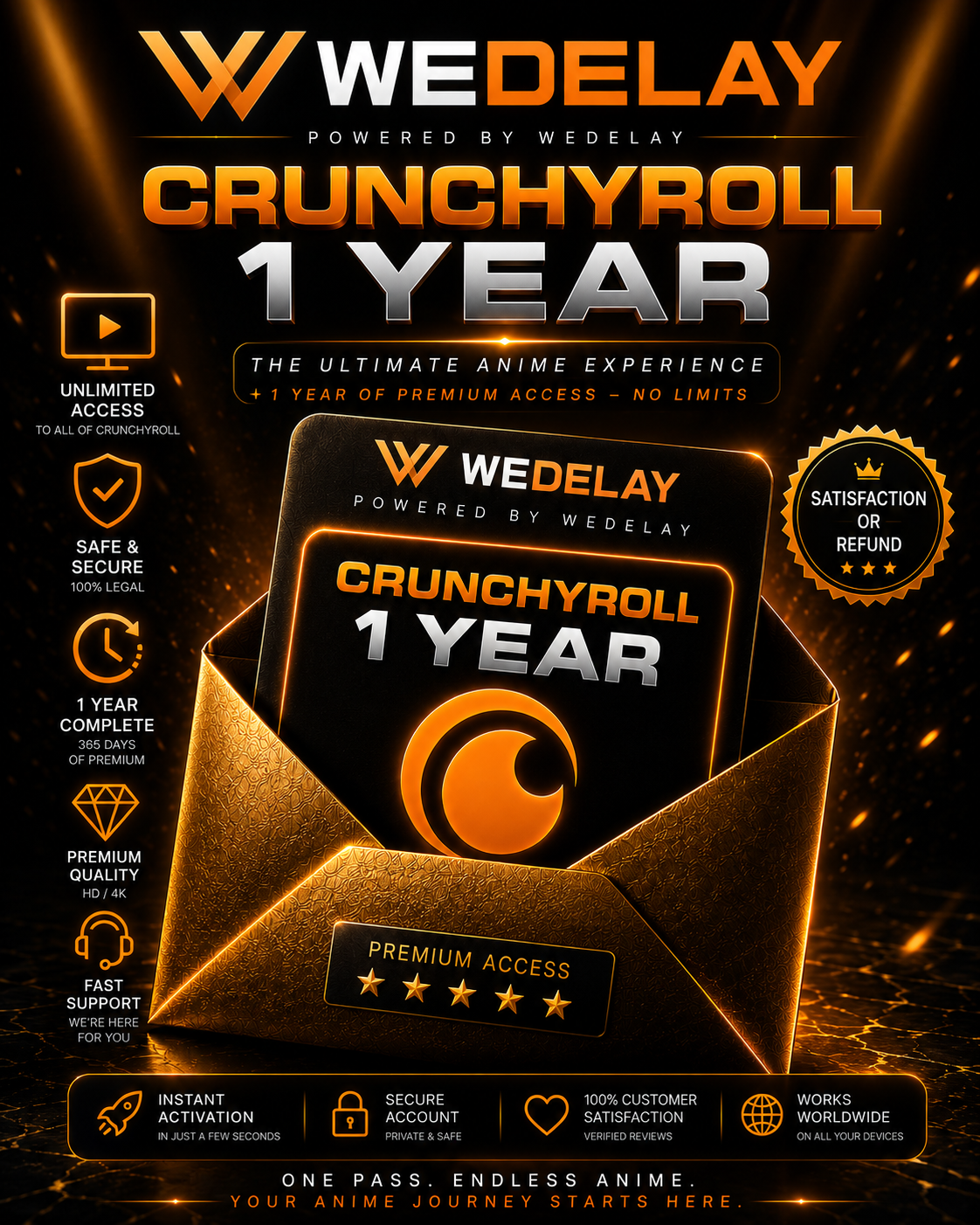 🔥 CRUNCHYROLL MEGA FAN SUBSCRIPTION | 12 MONTHS OF ANIME STREAMING, AD-FREE, OFFLINE VIEWING (DIGITAL DELIVERY) 🚀